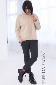 Брюки разрезные из плотного трикотажа rayon темно-серого цвета 7/8 - Брюки разрезные из плотного трикотажа rayon темно-серого цвета 7/8
