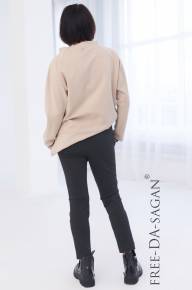 Брюки разрезные из плотного трикотажа rayon темно-серого цвета 7/8 - Брюки разрезные из плотного трикотажа rayon темно-серого цвета 7/8