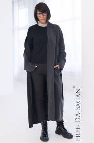 Брюки разрезные из плотного трикотажа rayon темно-серого цвета 7/8 - Брюки разрезные из плотного трикотажа rayon темно-серого цвета 7/8