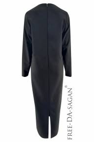 Платье прямого кроя черного цвета с шифоновыми карманами - Платье прямого кроя черного цвета с шифоновыми карманами